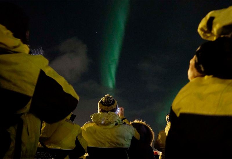 norrsken på havet Island