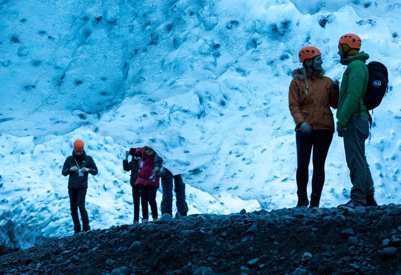 kristallblå isgrotta Island