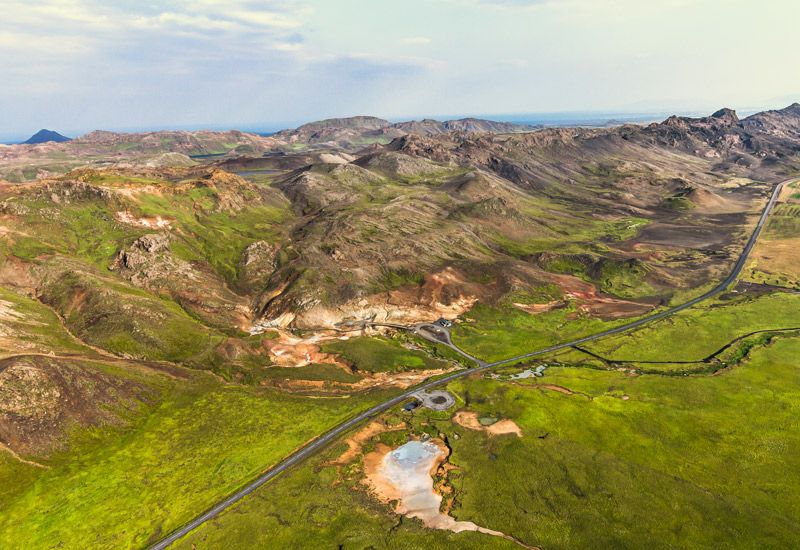 helikopter Seltún geotermiskt