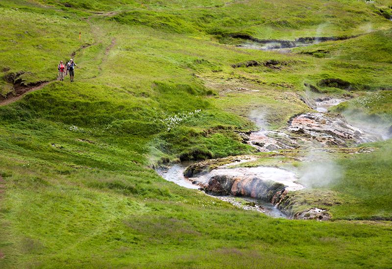 Varm källa i Reykjadalur-dalen